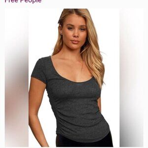 Free people sonnet tee shirt large gray